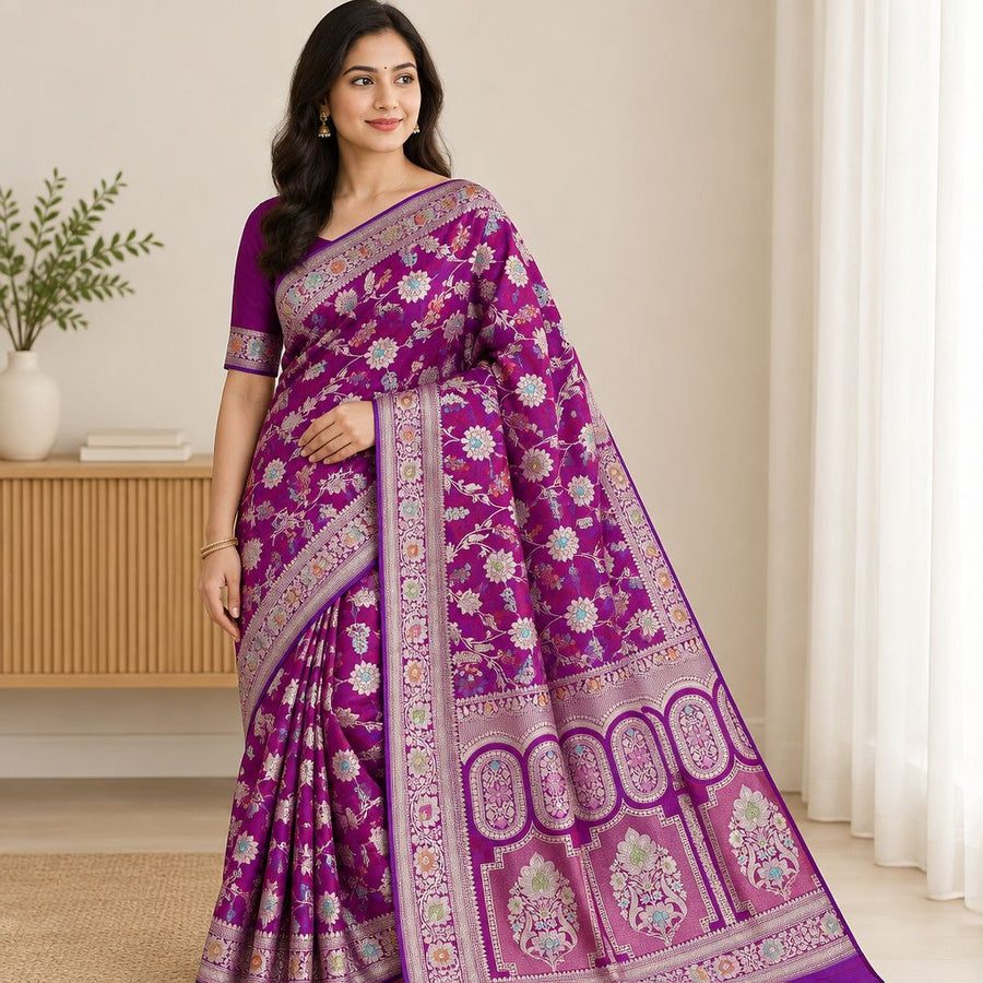 Pure banarsi katan silk meenakari pattu saree