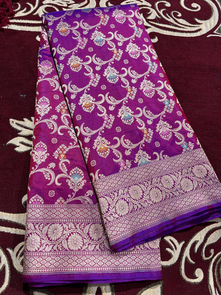 Pure banarsi katan silk meenakari pattu saree
