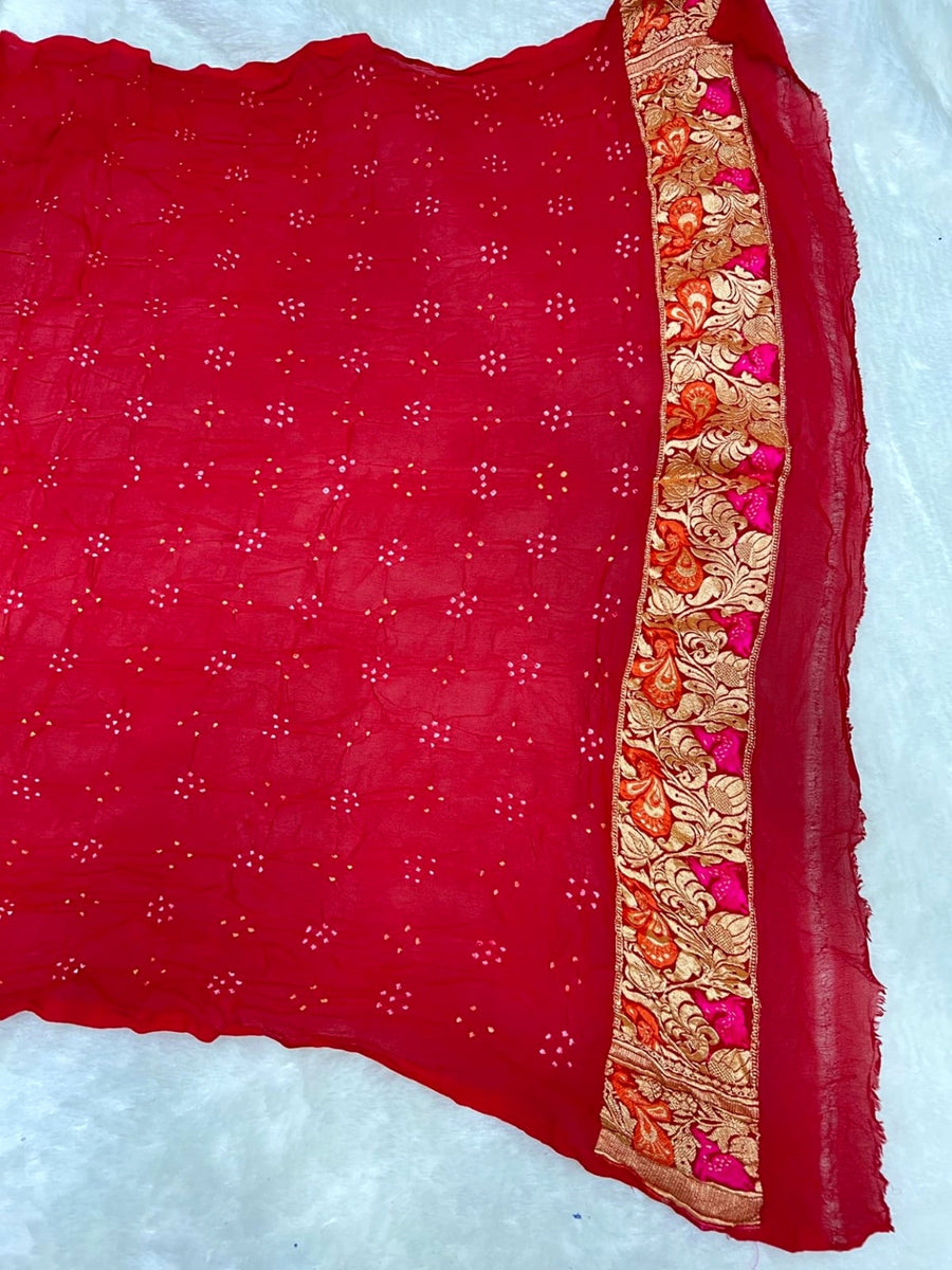 Pure khaddi georgette bandhani saree