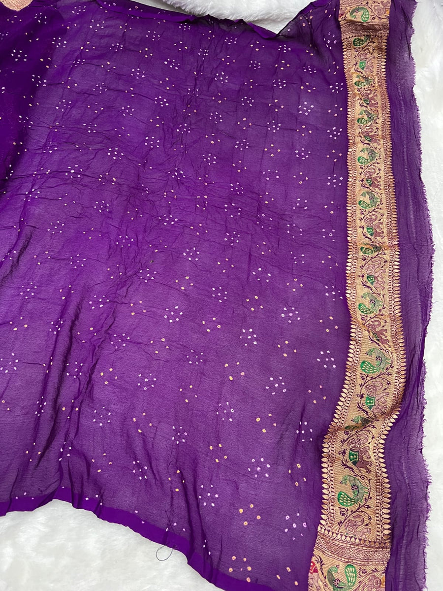 Pure khaddi georgette bandhani saree