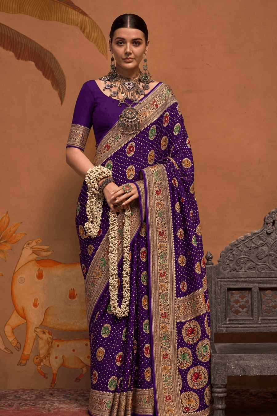 Pure khaddi georgette bandhani saree