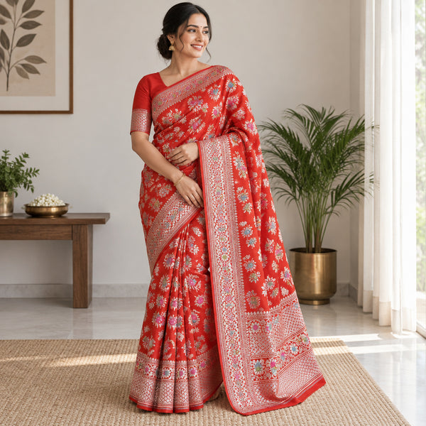 Pure banarsi katan silk meenakari pattu saree