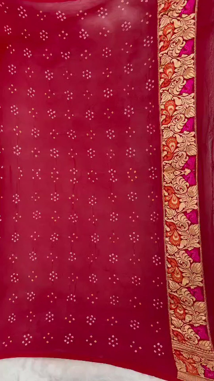 Pure khaddi georgette bandhani saree