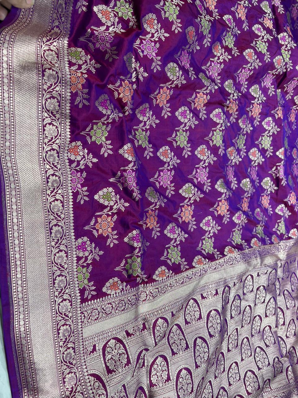 Pure silk Banarasi Meena Kari pattu sari