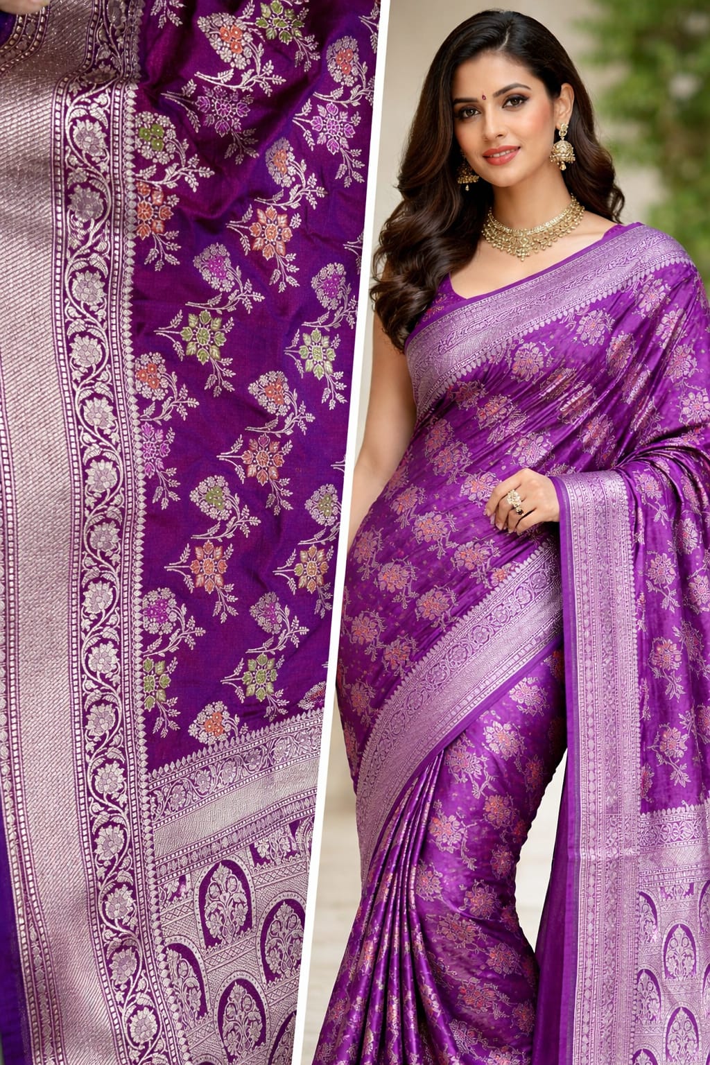 Pure silk Banarasi Meena Kari pattu sari