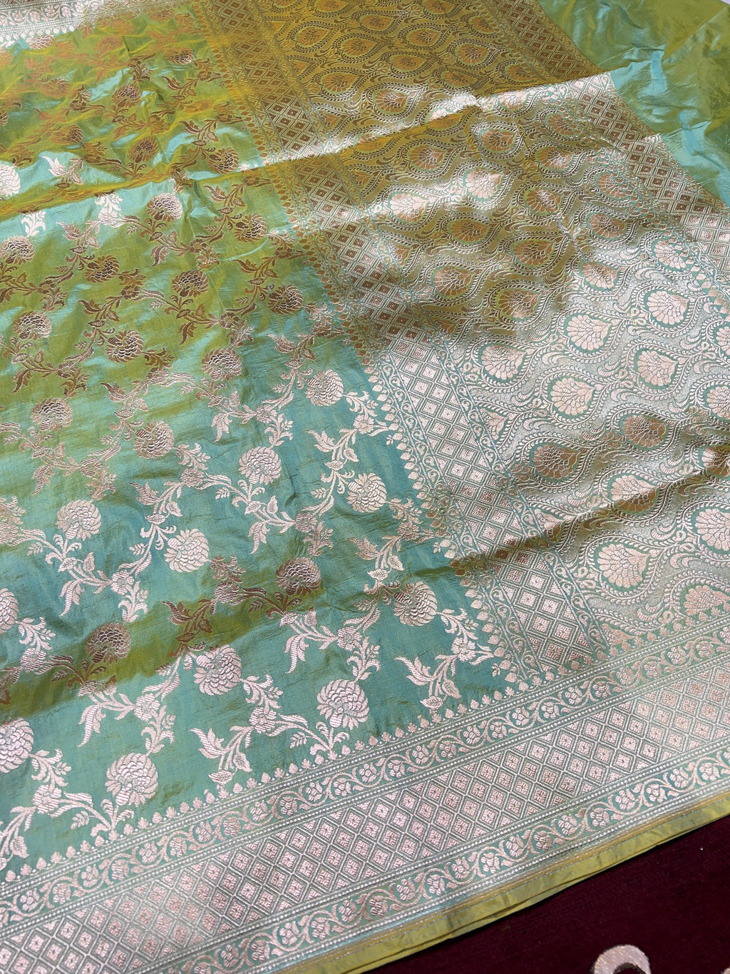 Golden sari work pure silk Banarasi