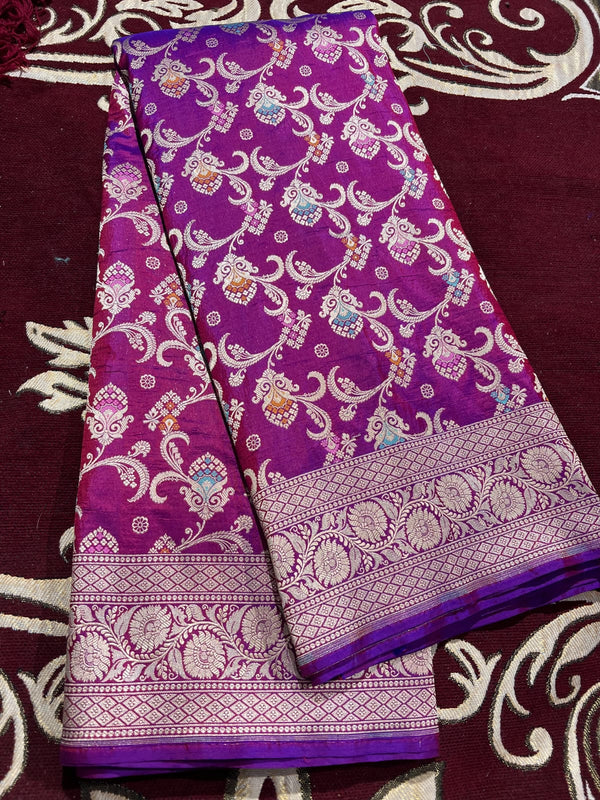 Pure banarsi katan silk meenakari pattu saree