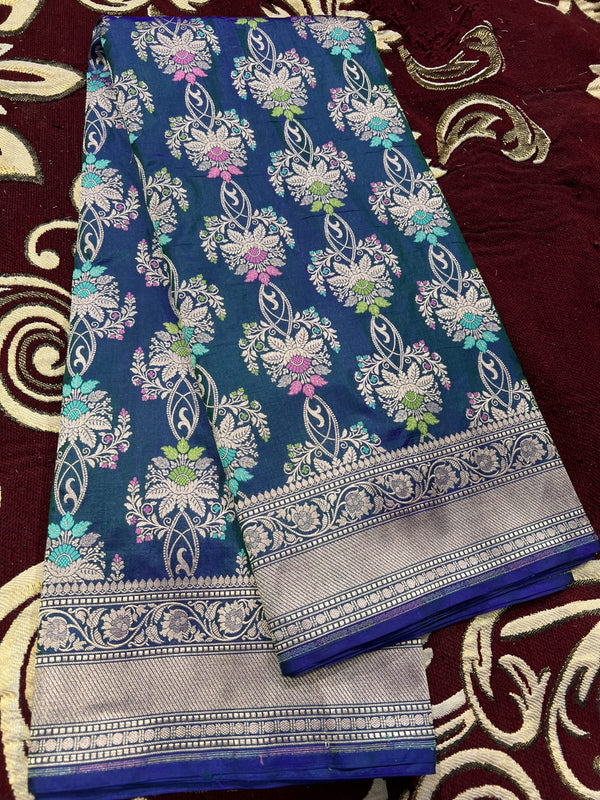 Pure banarsi katan silk dual tone meenakari pattu saree