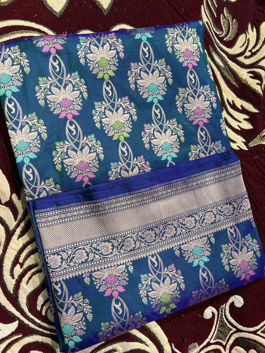 Pure banarsi katan silk dual tone meenakari pattu saree