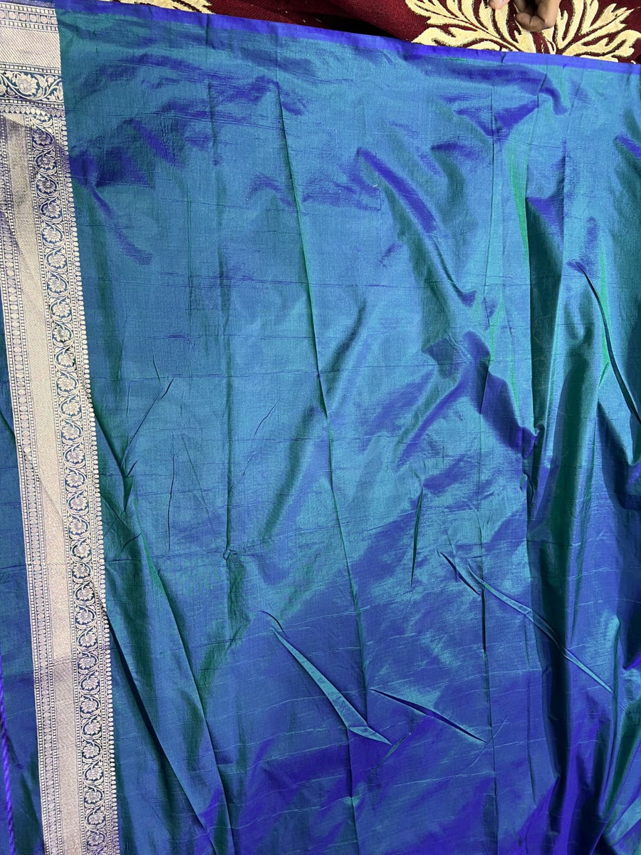 Pure banarsi katan silk dual tone meenakari pattu saree