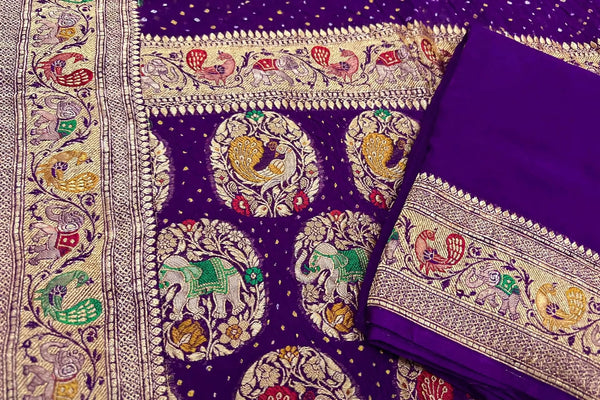 Pure khaddi georgette bandhani saree