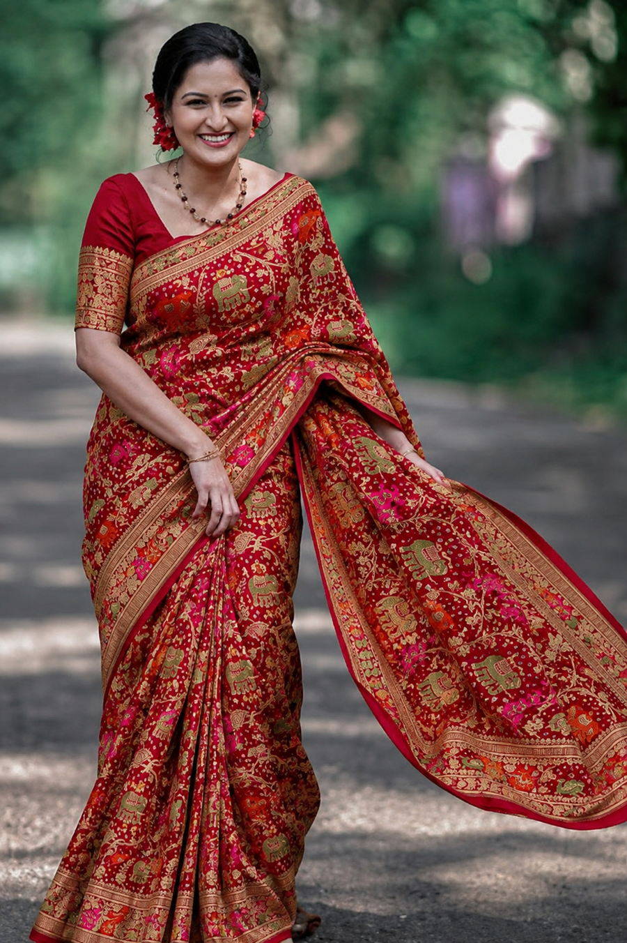 Pure khaddi georgette bandhani saree