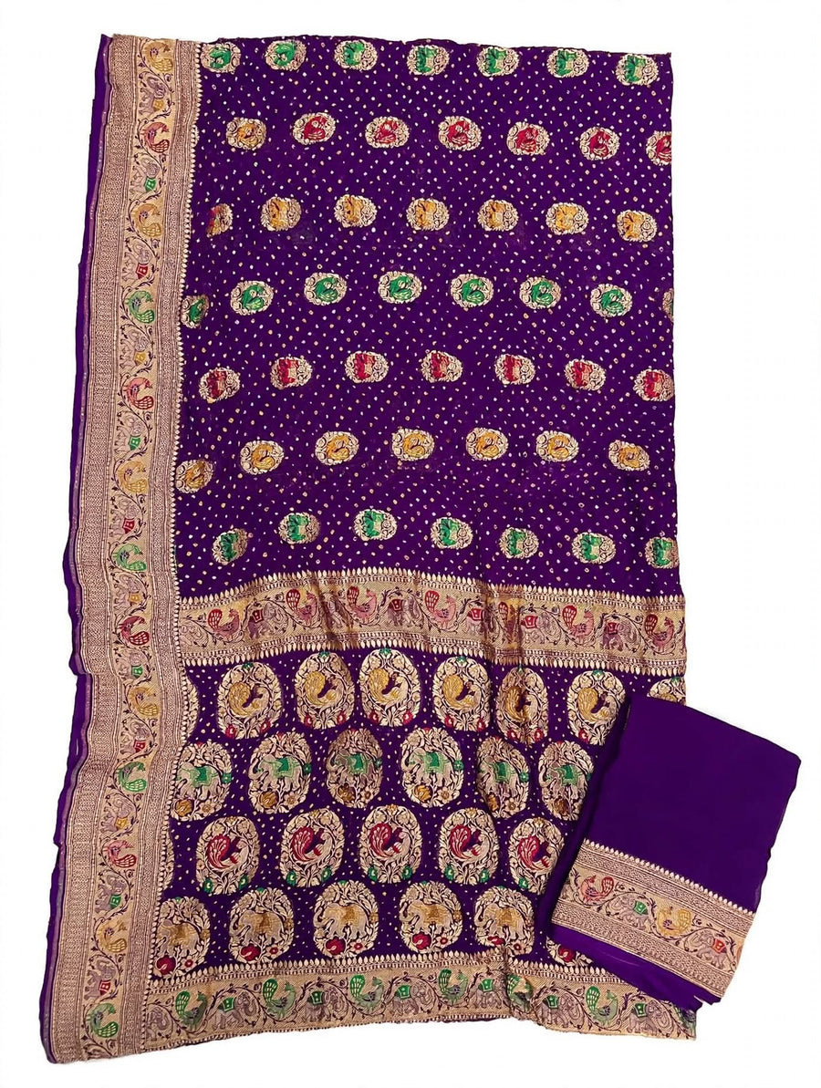 Pure khaddi georgette bandhani saree
