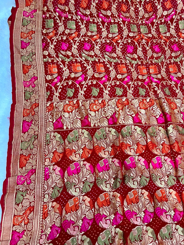 Pure khaddi georgette bandhani saree