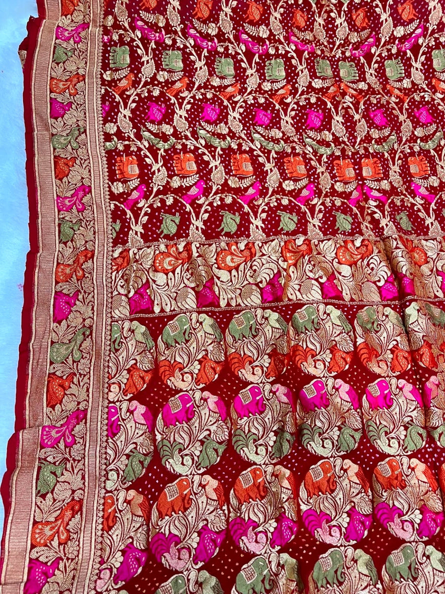 Pure khaddi georgette bandhani saree